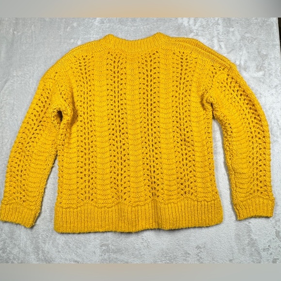 Madewell Windemere Pointelle Pullover Golden Sunset Mustard Yellow Sweater Small - Picture 10 of 16
